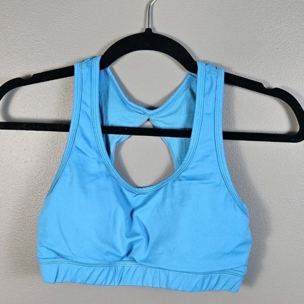 BuffBunny Women Size Small Sports Bra Padded Cutout Crossback Workout Gym Blue
